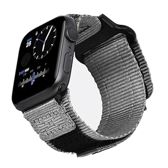 For Apple Watch 46mm / 49mm / 45mm / 44mm Kalebol Canvas Nylon Hook and Loop Watch Band(Grey)