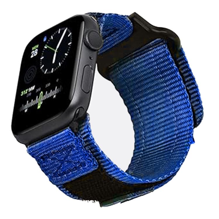 For Apple Watch 46mm / 49mm / 45mm / 44mm Kalebol Canvas Nylon Hook and Loop Watch Band(Blue)