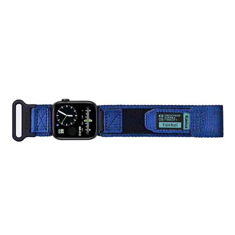 For Apple Watch 46mm / 49mm / 45mm / 44mm Kalebol Canvas Nylon Hook and Loop Watch Band(Blue)