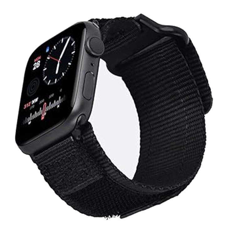 For Apple Watch 42mm / 41mm / 40mm / 38mm Kalebol Canvas Nylon Hook and Loop Watch Band(Black)