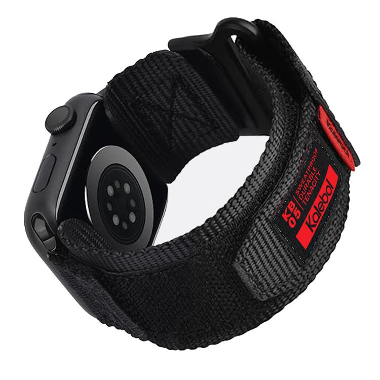 For Apple Watch 42mm / 41mm / 40mm / 38mm Kalebol Canvas Nylon Hook and Loop Watch Band(Black)