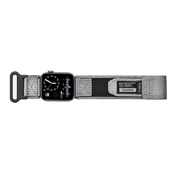 For Apple Watch 42mm / 41mm / 40mm / 38mm Kalebol Canvas Nylon Hook and Loop Watch Band(Grey)