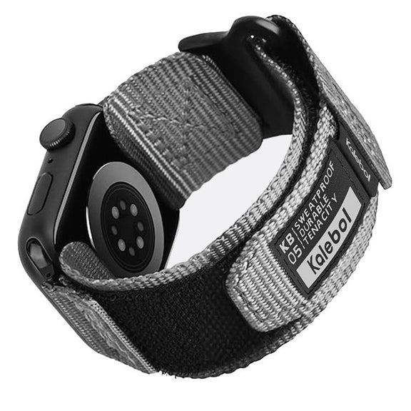 For Apple Watch 42mm / 41mm / 40mm / 38mm Kalebol Canvas Nylon Hook and Loop Watch Band(Grey)
