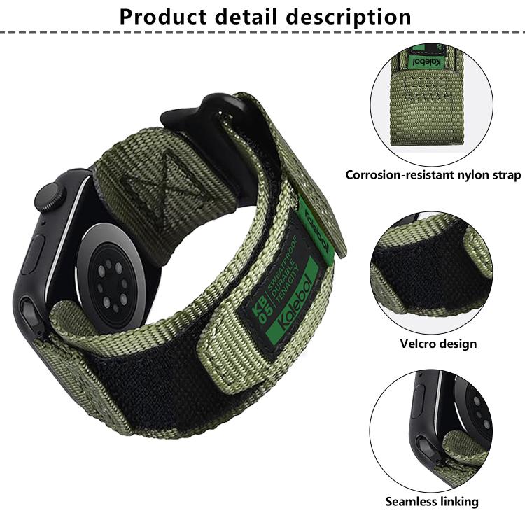 For Apple Watch 42mm / 41mm / 40mm / 38mm Kalebol Canvas Nylon Hook and Loop Watch Band(Blue)