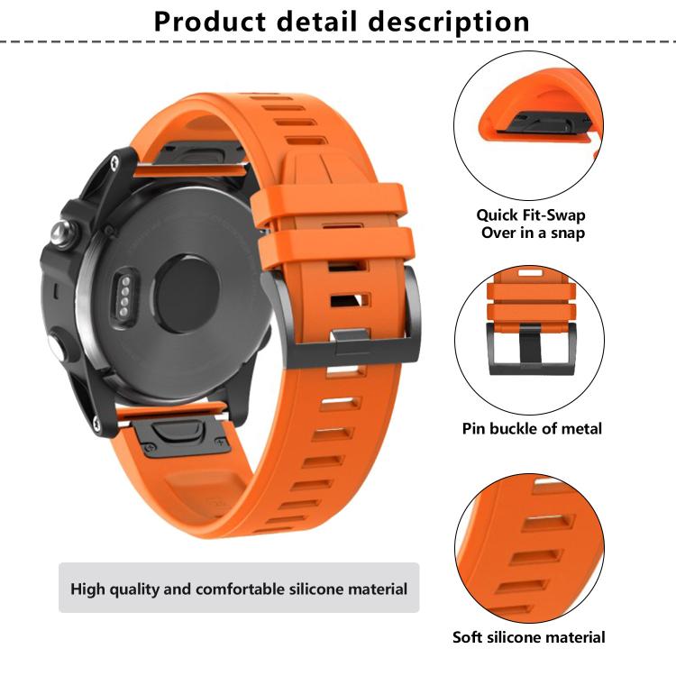 For Garmin QuickFit 22mm Kalebol Plain Texture Silicone Watch Band(White)
