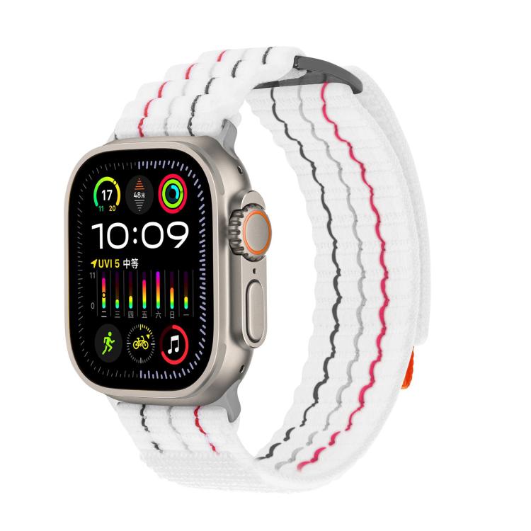 For Apple Watch 46mm / 49mm / 45mm / 44mm Kalebol  Dual-section Sports Nylon Loop Watch Band(White)