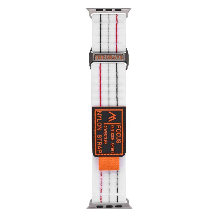 For Apple Watch 46mm / 49mm / 45mm / 44mm Kalebol  Dual-section Sports Nylon Loop Watch Band(White)