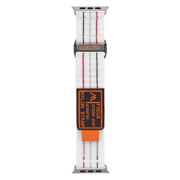 For Apple Watch 46mm / 49mm / 45mm / 44mm Kalebol  Dual-section Sports Nylon Loop Watch Band(White)