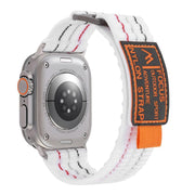 For Apple Watch 46mm / 49mm / 45mm / 44mm Kalebol  Dual-section Sports Nylon Loop Watch Band(White)