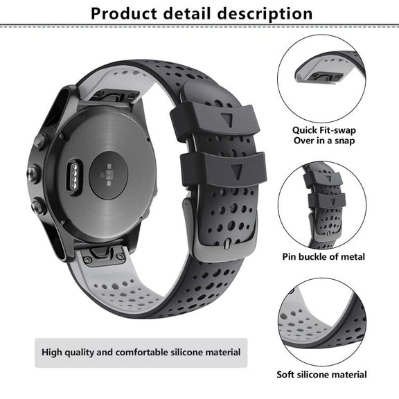 For Garmin QuickFit 22mm Kalebol Breathable Two-color Silicone Watch Band(White Black)