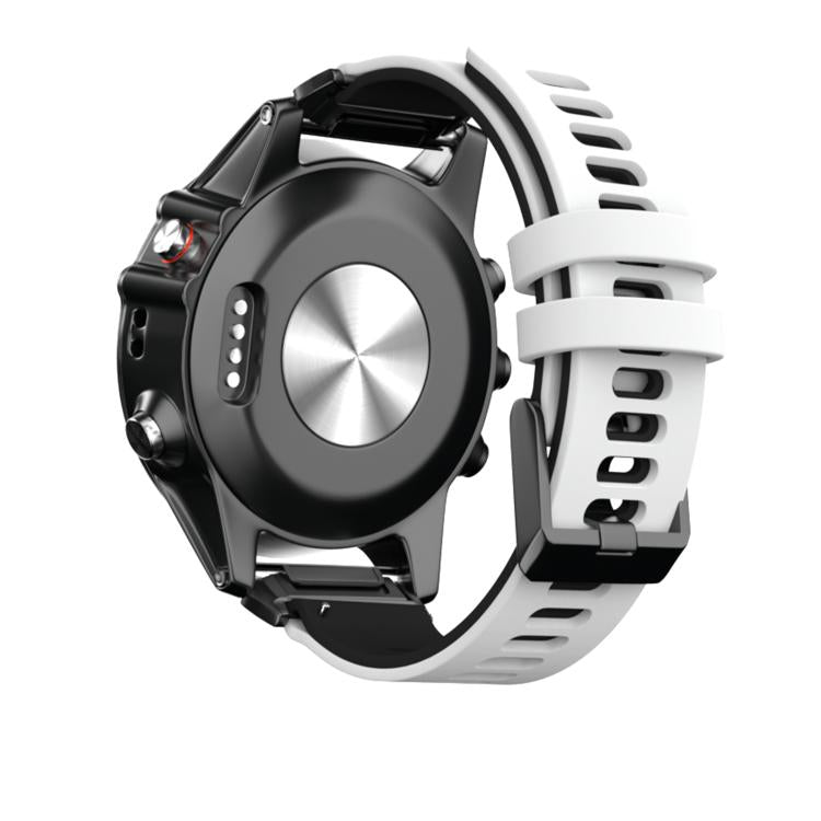 For Garmin QuickFit 22mm Kalebol Two-layer Silicone Watch Band(White Black)