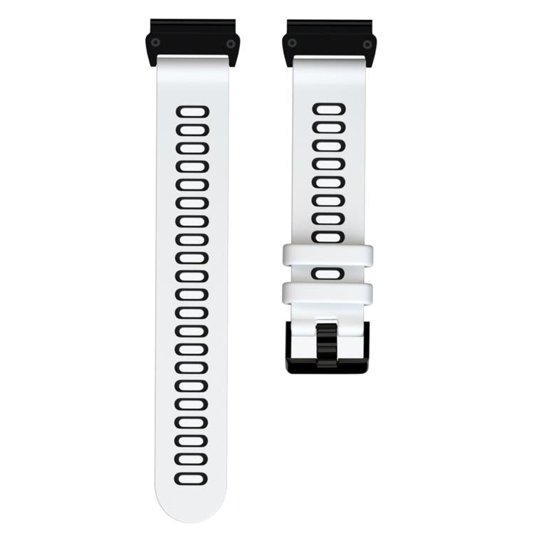 For Garmin QuickFit 22mm Kalebol Two-layer Silicone Watch Band(White Black)