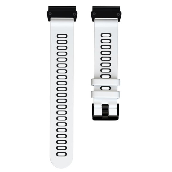 For Garmin QuickFit 22mm Kalebol Two-layer Silicone Watch Band(White Black)