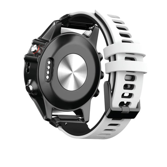 For Garmin QuickFit 22mm Kalebol Two-layer Silicone Watch Band(White Black)