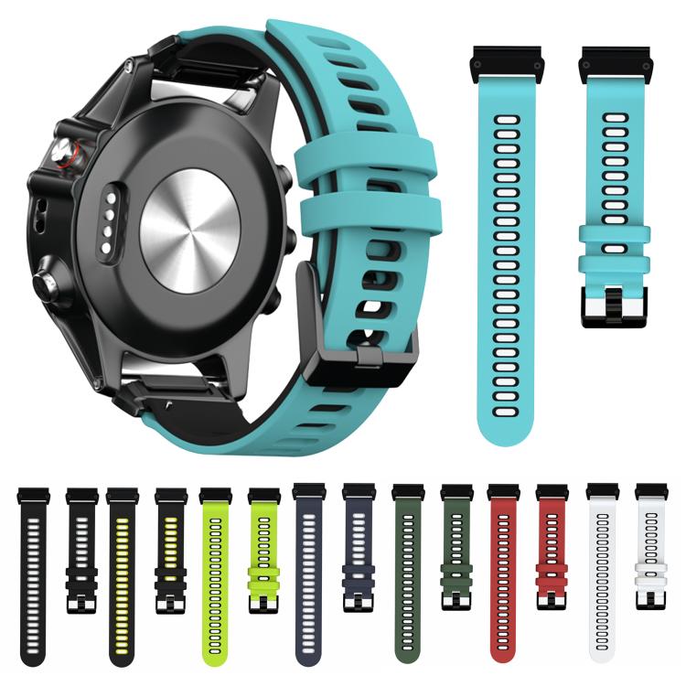 For Garmin QuickFit 22mm Kalebol Two-layer Silicone Watch Band(White Black)