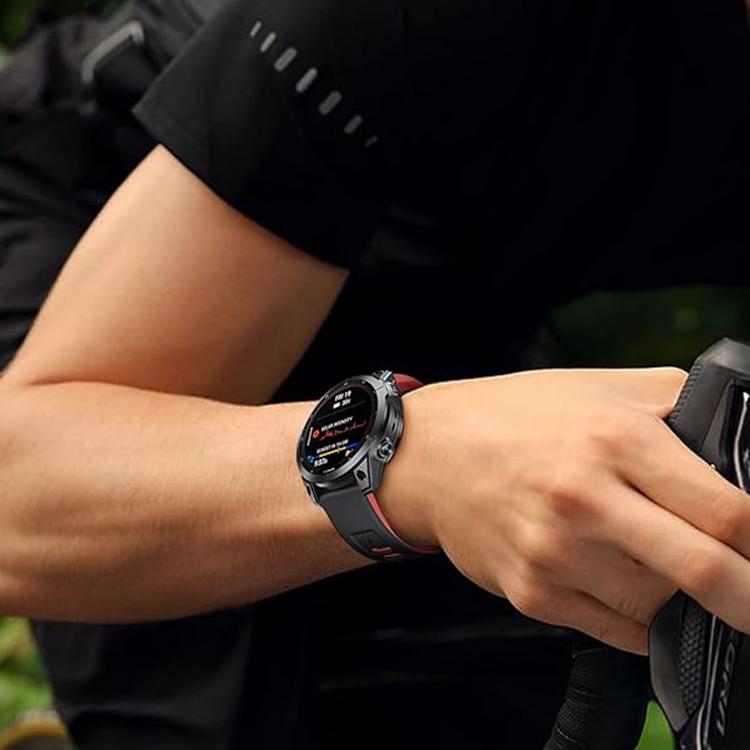 For Garmin QuickFit 22mm Kalebol Two-layer Silicone Watch Band(White Black)