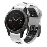 For Garmin QuickFit 22mm Kalebol Tow Row Holes Silicone Watch Band(White Black)