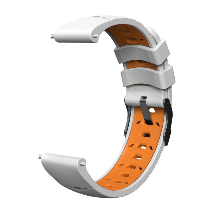 Kalebol 20mm Universal Three Row Holes Silicone Watch Band(White Orange)