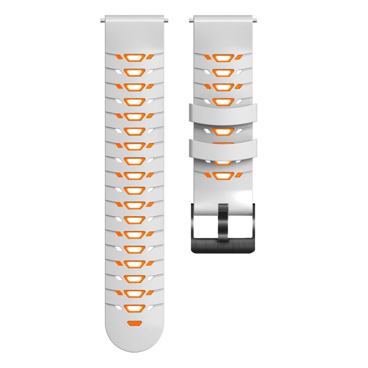 Kalebol 20mm Universal Three Row Holes Silicone Watch Band(White Orange)