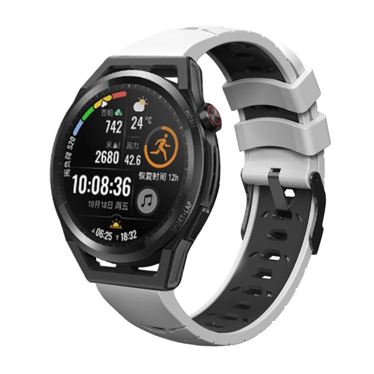 Kalebol 20mm Universal Three Row Holes Silicone Watch Band(White Black)
