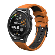 Kalebol 20mm Universal Three Row Holes Silicone Watch Band(Orange Black)