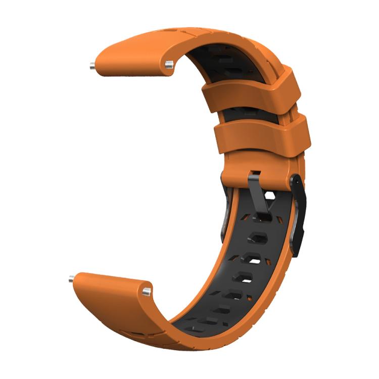 Kalebol 20mm Universal Three Row Holes Silicone Watch Band(Orange Black)