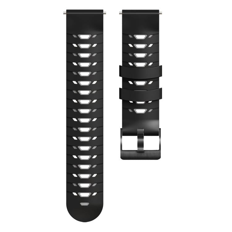 Kalebol 20mm Universal Three Row Holes Silicone Watch Band(Black Grey)