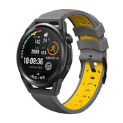 Kalebol 20mm Universal Three Row Holes Silicone Watch Band(Grey Yellow)