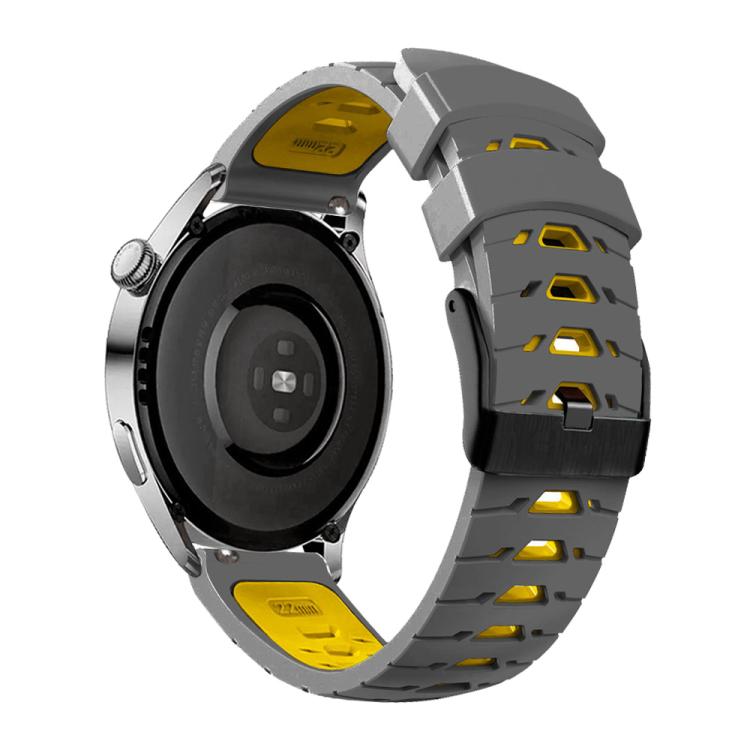 Kalebol 20mm Universal Three Row Holes Silicone Watch Band(Grey Yellow)