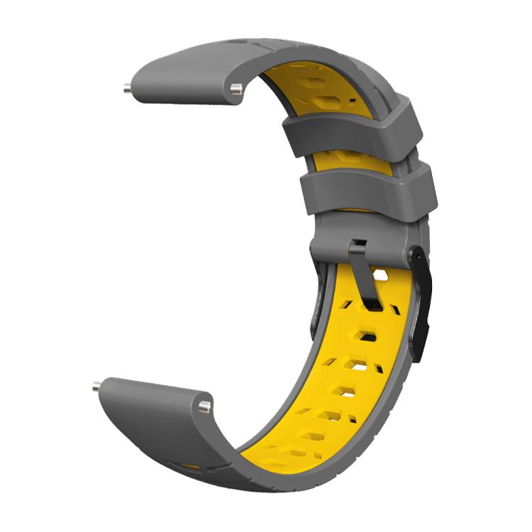 Kalebol 20mm Universal Three Row Holes Silicone Watch Band(Grey Yellow)