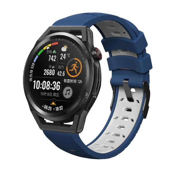 Kalebol 20mm Universal Three Row Holes Silicone Watch Band(Blue White)