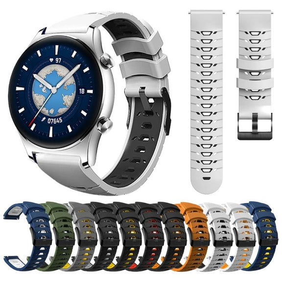 Kalebol 20mm Universal Three Row Holes Silicone Watch Band(White Orange)