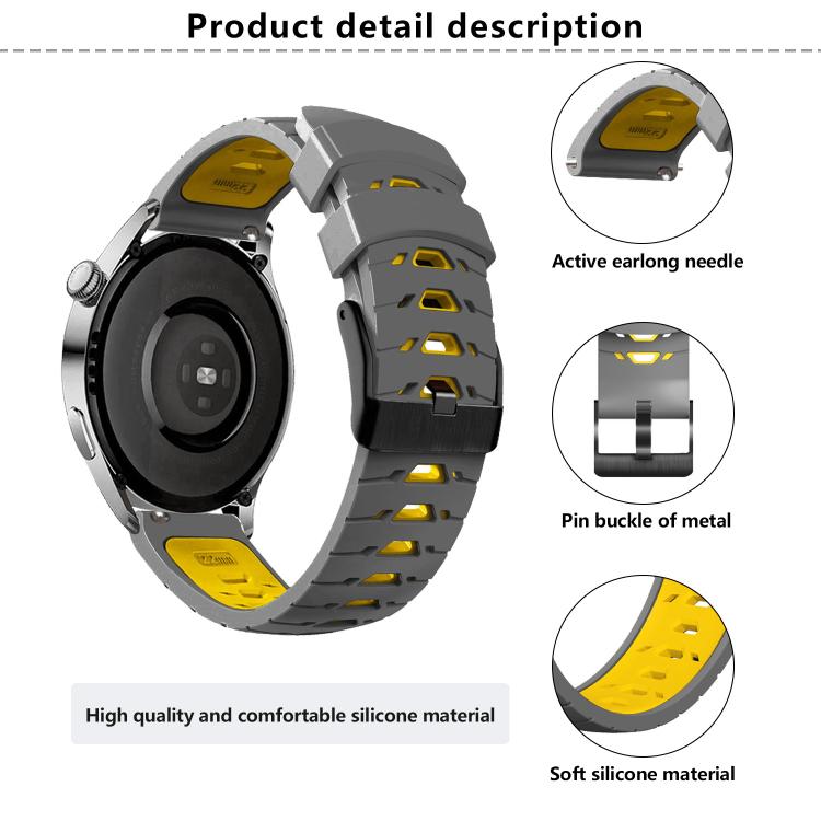 Kalebol 20mm Universal Three Row Holes Silicone Watch Band(Black Red)
