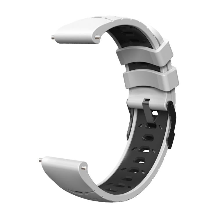 Kalebol 22mm Universal Three Row Holes Silicone Watch Band(White Black)