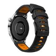 Kalebol 22mm Universal Three Row Holes Silicone Watch Band(Black Orange)