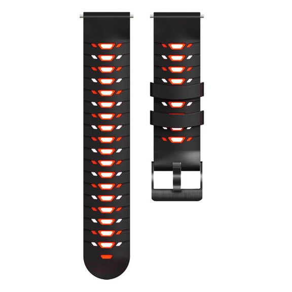 Kalebol 22mm Universal Three Row Holes Silicone Watch Band(Black Red)