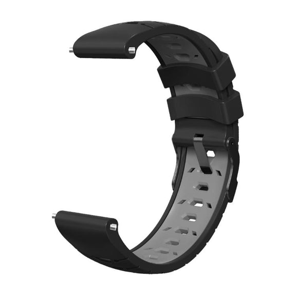 Kalebol 22mm Universal Three Row Holes Silicone Watch Band(Black Grey)
