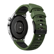 Kalebol 22mm Universal Three Row Holes Silicone Watch Band(Green Black)