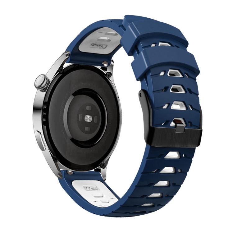 Kalebol 22mm Universal Three Row Holes Silicone Watch Band(Blue White)