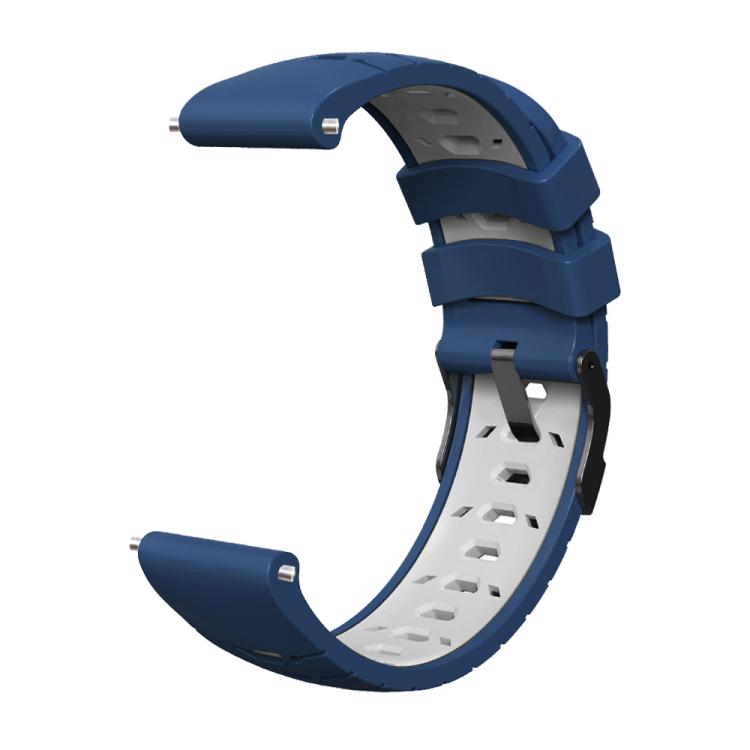 Kalebol 22mm Universal Three Row Holes Silicone Watch Band(Blue White)