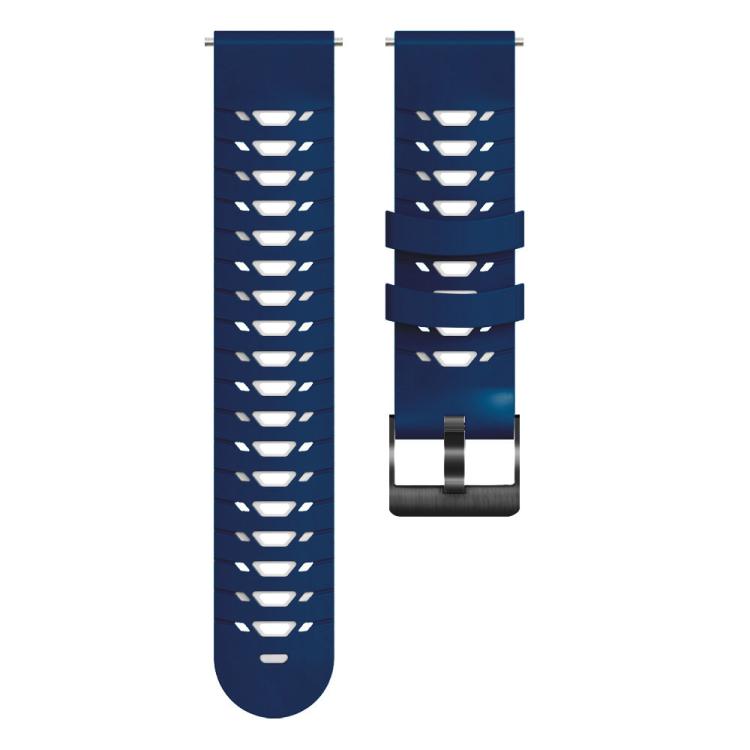 Kalebol 22mm Universal Three Row Holes Silicone Watch Band(Blue White)