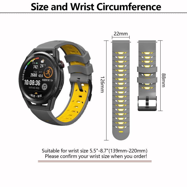 Kalebol 22mm Universal Three Row Holes Silicone Watch Band(White Orange)