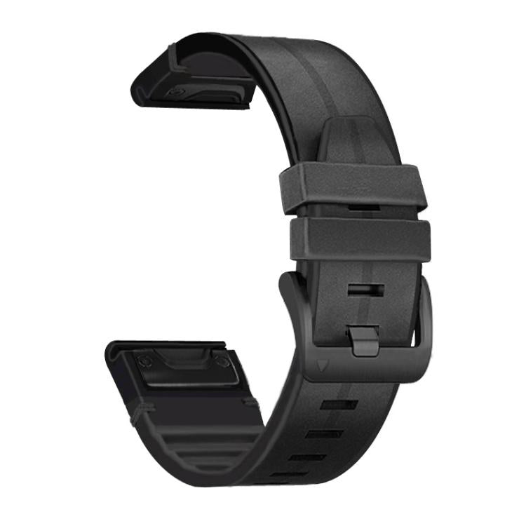 For Garmin QuickFit 22mm Kalebol Quick Release Silicone Leather Watch Band(Black)