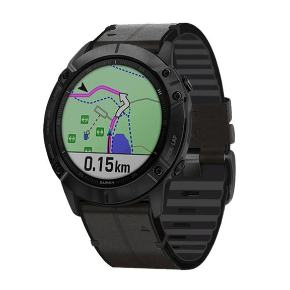 For Garmin QuickFit 22mm Kalebol Quick Release Silicone Leather Watch Band(Black)
