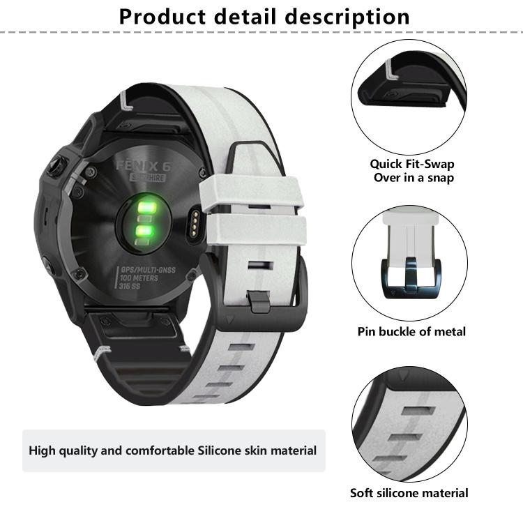 For Garmin QuickFit 22mm Kalebol Quick Release Silicone Leather Watch Band(Black)