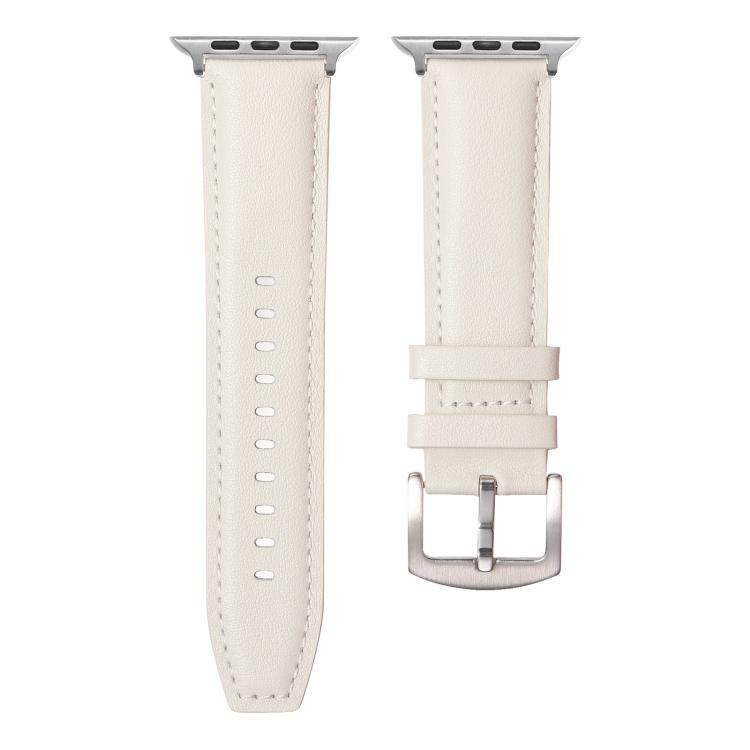 For Apple Watch 46mm / 49mm / 45mm / 44mm Kalebol Plain Genuine Leather Watch Band(White)