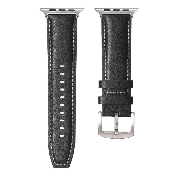 For Apple Watch 46mm / 49mm / 45mm / 44mm Kalebol Plain Genuine Leather Watch Band(Black)