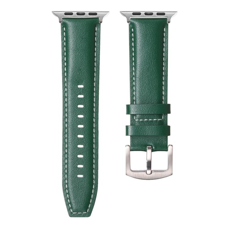 For Apple Watch 46mm / 49mm / 45mm / 44mm Kalebol Plain Genuine Leather Watch Band(Green)