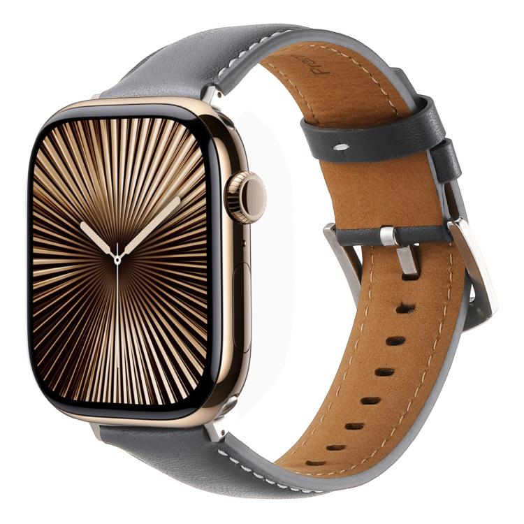 For Apple Watch 42mm / 41mm / 40mm / 38mm Kalebol Plain Genuine Leather Watch Band(Grey)