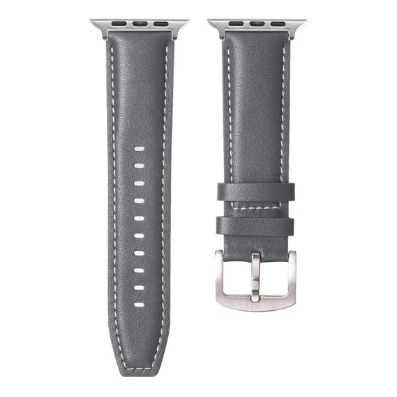 For Apple Watch 42mm / 41mm / 40mm / 38mm Kalebol Plain Genuine Leather Watch Band(Grey)